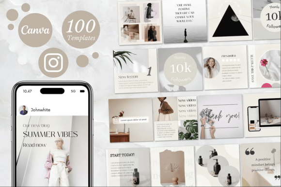 100 Beige Instagram Templates: A Complete Social Media Kit