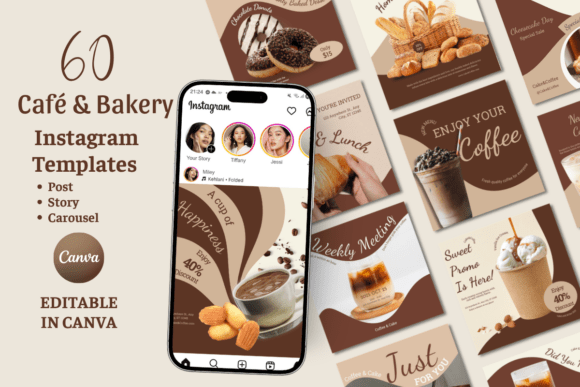 Elevate Your Feed: Bakery & Coffee Instagram Canva Templates