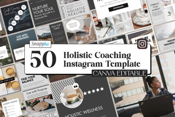 Elevate Your Wellness Brand with Holistic Coaching Canva IG Templates