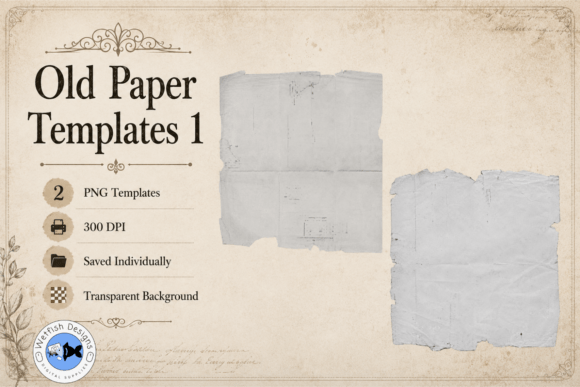 Old Paper PNG Templates 1: Aged & Distressed Effects